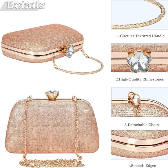 Chic Hard Shell Clutch Bag for Weddings and Parties - Glamorous Finish - Picture 4 of 6